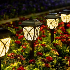 Solar Lights Outdoor Waterproof, 6 Pack LED Solar Garden Lights, Outdoor Decorations, Garden Decor for Yard, Patio, Landscape, Planter, Walkway (Warm White)