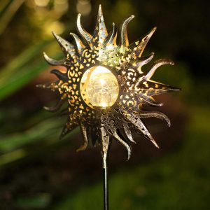 Sun Solar Lights Garden Outdoor Waterproof Metal Decorative Stakes for Patio Yard Walkway LawnPatio Mothers Day Gifts Mom Wife Grandma (Sun)