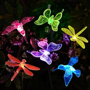 Solar Garden Lights, 6 Pack Solar Butterfly Lights Yard Decorations, Multi-Color Changing LED Solar Light Stakes, Solar Yard Lights for Garden, Patio & Lawn, Solar Bird Lights