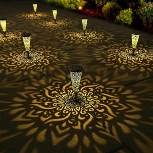 6 Pack Solar Lights Outdoor Garden Decorative with Warm Light Waterproof Pathway Landscape Lights for Path Patio Backyard Walkway Yard Garden Decor (Black, 6Pcs)