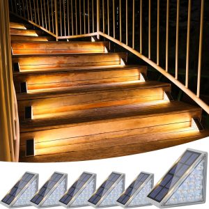 Solar Stair Lights 6 Pack, Solar Step Lights Outdoor Waterproof IP67, LED Outdoor Step Light,Outdoor Light Decor for Garden Stair, Deck, Front Step, Front Porch, and Patio（3000K）