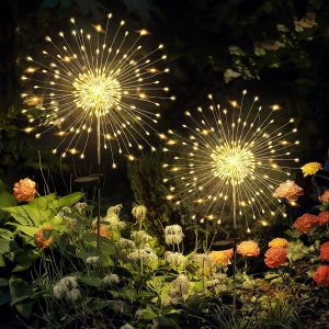 Garden Outdoor Decor Lights 120LED 2Pack, Solar Garden Lights for Yard Outside Fairy Decorative,Solar Powered for Yard Pathway Flowerbed Planter Balcony Patio 4th of July Decor（Warm White）