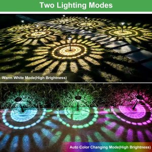 8 Pack Solar Pathway Lights, Multicolor & Warm White LED, IP67 Waterproof, Outdoor Garden Yard Lawn Landscape Decorative